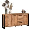 trendteam smart living - Enna - Sideboard - Mango/Schwarz - Kommode mit 3 Türen, 3 Einlegeböden und 3 Schubladen - (BxHxT) 180 x 86 x 45 cm – Schubladen mit Vollauszug-Funktion Bild 5