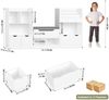 Homfa Sitzbank Kinderregal mit 3 Schubladen auf Räder 183x94x29,8 cm, Spielzeugregal mit 7 offenen Fächern Spielzeugtruhe weiß Bild 3