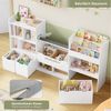 Homfa Sitzbank Kinderregal mit 3 Schubladen auf Räder 183x94x29,8 cm, Spielzeugregal mit 7 offenen Fächern Spielzeugtruhe weiß Bild 4