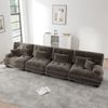 Ecksofa in Braun, modulares Chenille-Sofa mit tiefem Sitz und runden Polsterarmlehnen,81x406x77 cm Bild 2