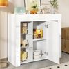Buffet, Hochglanz-Front stilvolle Aufbewahrung mit Glasregalen und Schranktür, MDF/Glas, Weiß, 95 x 35 x 83 cm Bild 4
