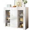 Buffet, Hochglanz-Front stilvolle Aufbewahrung mit Glasregalen und Schranktür, MDF/Glas, Weiß, 95 x 35 x 83 cm Bild 2