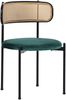 Esszimmerstuhl 4er Set – Samtstuhl in Grün mit Rattan-Rückenlehne, 51 x 51 x 75 cm, und Metallbeinen Bild 2