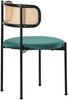 Esszimmerstuhl 4er Set – Samtstuhl in Grün mit Rattan-Rückenlehne, 51 x 51 x 75 cm, und Metallbeinen Bild 4