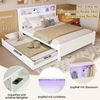 Novelux Doppelbett 120x200 mit Ausziehbett 90x190, LED & Ladebuchse – Familienbett aus Kiefer/MDF in Weiß, Kopfteil mit Stauraum, FSC-Holz Bild 4