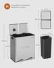 SONGMICS Mülleimer Küche, 2 x 30 L, 2 Fächer, Mülltrennsystem, Softclose, herausnehmbare Inneneimer, Pedalen, Edelstahl, metallicsilber Bild 5