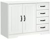 HOMCOM Highboard Sideboard Aufbewahrungsschrank mit 4 Schubladen (Beistellschrank, 1 St, Küchenschrank), mit verstellbarem Einlegeboden, Kippschutz, Weiß, 105 x 40 x 76 cm Bild 5