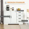 HOMCOM Highboard Sideboard Aufbewahrungsschrank mit 4 Schubladen (Beistellschrank, 1 St, Küchenschrank), mit verstellbarem Einlegeboden, Kippschutz, Weiß, 105 x 40 x 76 cm Bild 3