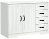 HOMCOM Highboard Sideboard Aufbewahrungsschrank mit 4 Schubladen (Beistellschrank, 1 St, Küchenschrank), mit verstellbarem Einlegeboden, Kippschutz, Weiß, 105 x 40 x 76 cm Bild 4