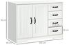 HOMCOM Highboard Sideboard Aufbewahrungsschrank mit 4 Schubladen (Beistellschrank, 1 St, Küchenschrank), mit verstellbarem Einlegeboden, Kippschutz, Weiß, 105 x 40 x 76 cm Bild 2
