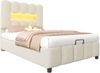Polsterbett 90×200 cm mit Bettkasten, LED und verstellbarem Kopfteil, Beige Bild 5