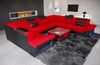 Stoff Wohnlandschaft Brianza – Komfort & Stil - Mikrofaserstoff - Rot-Schwarz - Links Bild 2