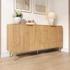 Sideboard 140 cm Natur, moderner Aufbewahrungsschrank mit Relief-Türen, verstellbaren Einlegeböden, Metallbeinen, viel Stauraum Bild 3