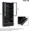 Merax 180cm Vitrine, Hochschrank mit 1 Schubladen und Glasschranktüren, Hochschrank Glasvitrine mit LED und Offene Partition, Standregal Schrank Vitrine,Wohnzimmerschrank mit Glastüren, Schwarz Bild 4