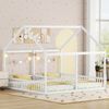 Merax 90 x 200 Einzelbetten, flache Betten, Hausmodelle, 2-in-1-Betten, Weiß Bild 4