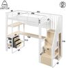Merax Hochbett, Kinderbett 90 x 200 cm, Einzelbett, Metallbett, mit Ablagefläche, Schublade, Lochwand, Tisch, Steckdose, LED-Licht, ohne Matratze, Weiß Bild 4