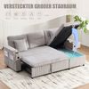 LVHOM Ecksofa mit Schlaffunktion L-Form, Schlafsofa mit Bettkasten, Loungesofa mit USB-C-Anschluss, Seitentaschen und Becherhaltern, Polstersofa aus Cord, Bettsofa ausziehbar 3 Sitzer Bild 4