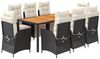 vidaXL 9-tlg. Garten-Essgruppe mit Kissen Schwarz Poly Rattan 3213337 Bild 2
