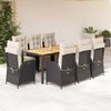 vidaXL 9-tlg. Garten-Essgruppe mit Kissen Schwarz Poly Rattan 3213337 Bild 1