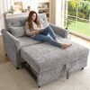 Flieks 3-in-1 Schlafsofa mit Ausziehfunktion, 2-Sitzer Chenille Sofa mit verstellbarer Rückenlehne & Gästebett, Klappsofa inkl. Kissen, Grau Bild 2