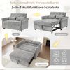 Flieks 3-in-1 Schlafsofa mit Ausziehfunktion, 2-Sitzer Chenille Sofa mit verstellbarer Rückenlehne & Gästebett, Klappsofa inkl. Kissen, Grau Bild 3