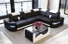 Ecksofa Como L Form - Ledermix - schwarz-weiß - Rechts Bild 2