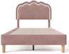 Merax Polsterbett LED 90 x 200cm, Verstellbares Kopfteil, Gepolstertes bett in Rosa Samt Bild 2