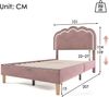 Merax Polsterbett LED 90 x 200cm, Verstellbares Kopfteil, Gepolstertes bett in Rosa Samt Bild 4