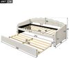 Polsterbett 90x200 cm ohne Matratze, Tagesbett aus Samt in Beige mit Ausziehbett, LED-Beleuchtung und Lattenrost Bild 5