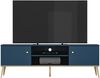 TV Lowboard in dunkelblau mit goldfarbenen Griffen und Füßen MONTPELLIER-131, B/H/T ca. 160/54/40 cm Bild 3