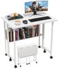 JEOBEST Schreibtisch Kleiner klappbarer Computertisch mit Regal und Rollen, (1-St. Tisch mit erhöhter Monitorablage) Faltbarer Bürotisch Bild 2