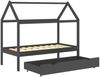 vidaXL Hausbett 80x160 cm, Dunkelgrau, Kiefer massiv, mit Schublade Bild 5