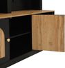 Garderobenschrank mit geschwungener Form, offenen Regalböden, Doppeltüren, Metallhaken, Zweifarben-Design, Flur Schrank,Schwarz& Natur Bild 4