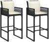 vidaXL Garten-Barhocker mit Kissen 2 Stk. Schwarz Poly Rattan 368705 Bild 2