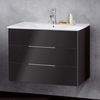 FACKELMANN KARA Waschbecken mit Unterschrank 80 cm breit, Anthrazit, Waschbecken Gussmarmor Weiß, 2 Schubladen Bild 2