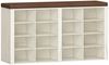 Schuhbank mit Sitzfläche, Schuhschrank mit Sitzbank mit 16 Fächern, Eingangsbank Verstellbaren Ablagen für Wohnzimmer, Schlafzimmer, Flur, Vintagebraun-Weiß Bild 2