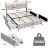 Simurq Polsterbett Schubladenbett Dopplebett Bettgestell (1-tlg, Kopfteil mit Stauraum,Samt,160x200 cm), Mit LED-Beleuchtung, 4 Schubladen, Ladestation Bild 2