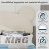 Flieks Kinderbett 140x200cm, Polsterbett mit Cartoon-Kopfteil, Doppelbett mit Holzbeinen, Samt, Beige Bild 5