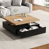 Couchtisch, Spanplatte mit 360° Drehmechanismus, 70x70x36 cm, Walnuss & Schwarz Bild 3
