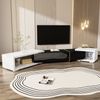 TV-Lowboard, MDF/Spanplatte, dreh- & ausziehbar, 140-260x40x30 cm, Schwarz/Weiß Bild 3