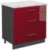 Küchenunterschrank Fame-Line Bordeaux Hochglanz 80 cm mit 3 Schubladen, AP Marmor Vicco Bild 1
