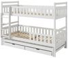 Kids Collective Etagenbett Hochbett Stockbett Kinderbett 90x200 cm mit Ausziehbett und Schubladen (Umbaubar zu 3 Einzelbetten), mit drei Matratzen Lattenrosten & Rausfallschutz weiß Bild 2
