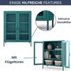 Vitrinenschrank Wohnzimmer klein GINA - 3 Ebenen, Metall | Glasvitrine Bücherschrank Büroschrank Aktenschrank mit Glasfenster Metallschrank, 101,5x80x40cm Türkis Bild 5