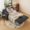 Schlafsofa 134/223 x 82 x 84 cm in Grau, 2-Sitzer aus Cord mit Schlaffunktion, Matratze, USB/USB-C und Klapptisch Bild 4
