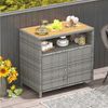 COSTWAY Garten-Geräteschrank, BxT: 90x53 cm, outdoor, Holz & Rattan, wetterfest, 90x53x86cm Bild 2