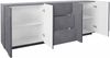 Dmora Kommode Zeus, Küchen-Sideboard mit 4 Türen und 3 Schubladen, Wohnzimmer-Buffet, 100 % Made in Italy, 224 x 44 x 86 cm, Schiefer, Bild 4