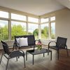 COSTWAY 4 tlg. Terrassenmöbel Lounge- Balkon- & Garten-Set inkl. 2 Einzelstühlen 1 Bank & 1 Couchtisch Textilene Sitzgruppe Sitzgarnitur Schwarz Bild 5
