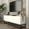 TV-Lowboard Nolven langes Gestell 135x32x47 cm Weiß [en. casa] Bild 4