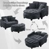 Multifunktionales Sofa, 2-in-1 Sofa-Bett mit Aufbewahrungs-Hocker atmungsaktiver Stoff für kleine Räume, Stoff und Eukalyptusholz, Black, Bild 4