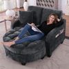 Multifunktionales Sofa, 2-in-1 Sofa-Bett mit Aufbewahrungs-Hocker atmungsaktiver Stoff für kleine Räume, Stoff und Eukalyptusholz, Black, Bild 2